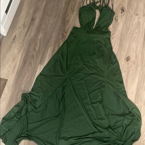 Miss Avenue Forest Green Backless Dress